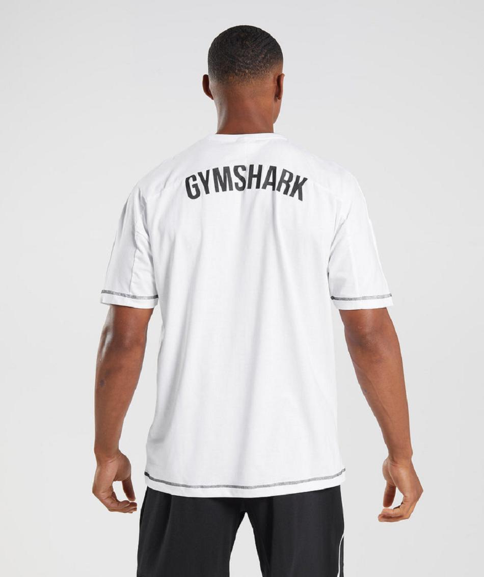 T Shirts Gymshark Recess Hombre Blancas Negras | CO 3341LIS